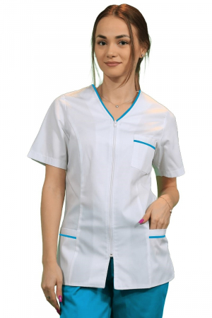 Uniforme și halate medicală - Halat Adela I cu paspol turcoaz