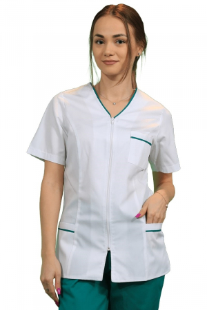Uniforme și halate medicală - Halat Adela I cu paspol verde