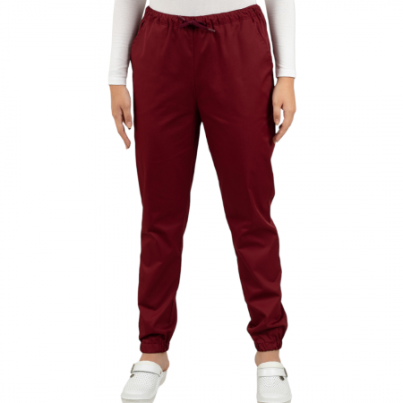 Uniforme și halate medicală - Pantaloni bordo cu elastic la glezna - unisex - strech
