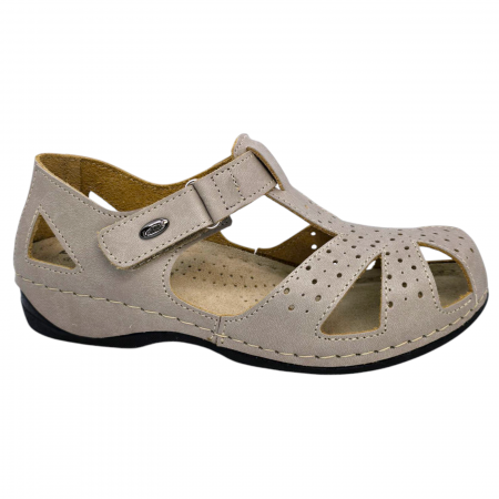 Sandale confortabile - Sandale piele naturala Dr.Feet 2023 gri-maroniu