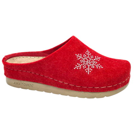 Încălțăminte cu talpă ortopedică - Papuci de casa Doss 446 rosu - dama