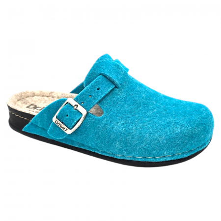 Saboți de casă din lână - Dr Feet - Papuci de casa Dr Feet 103 turcoaz - dama