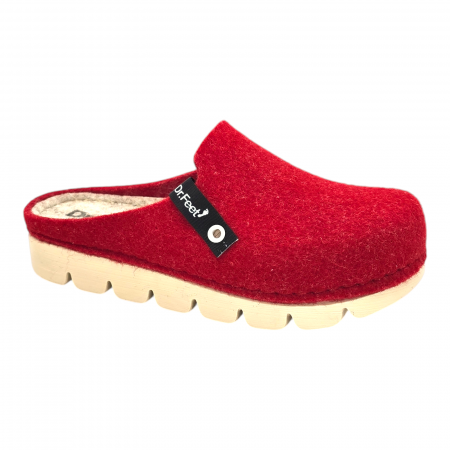 Saboți de casă din lână - Dr Feet - Papuci de casa Dr Feet 1107 rosu - dama
