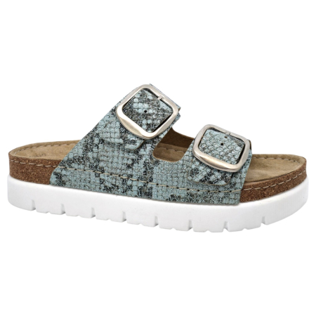 Încălțăminte cu talpă ortopedică - Papuci Doss 617 blue snake - dama