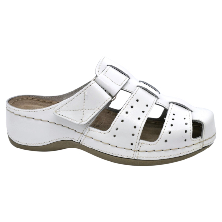Încălțăminte cu talpă ortopedică - Papuci Doss 690 alb - dama
