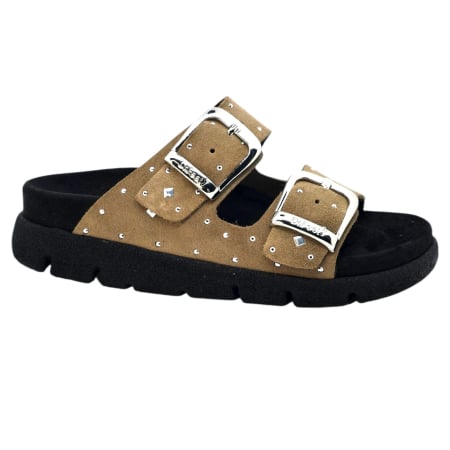 Încălțăminte cu talpă ortopedică - Papuci Dr Feet 16034 maro deschis - dama