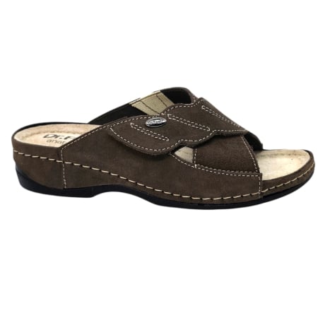 Încălțăminte cu talpă ortopedică - Papuci Dr Feet 2085 maro inchis - dama