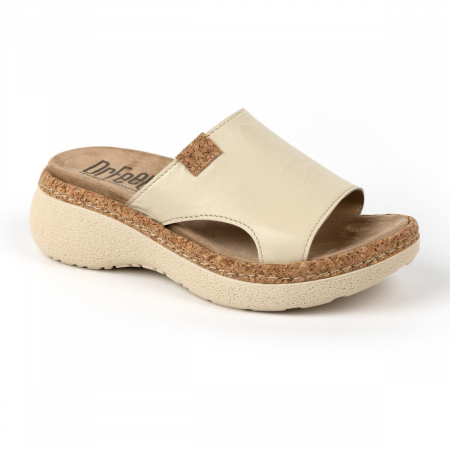 Încălțăminte cu talpă ortopedică - Papuci Dr Feet 21005 beige - dama
