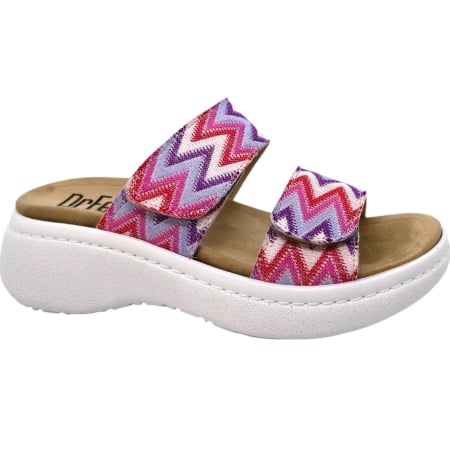 Încălțăminte cu talpă ortopedică - Papuci Dr Feet 21012 roz cu imprimeu - dama