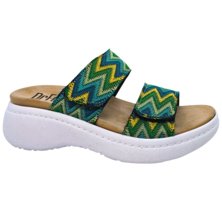 Încălțăminte cu talpă ortopedică - Papuci Dr Feet 21012 verde cu imprimeu - dama