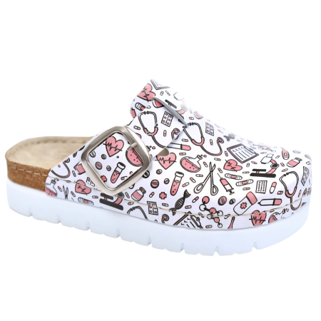 Încălțăminte cu talpă ortopedică - Saboti medicali Doss 614 medical pink - dama