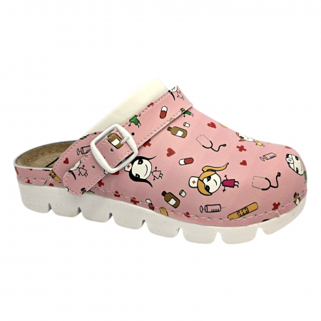 Saboti medicali - Saboti piele naturala Dr.Feet 9010 med-pink