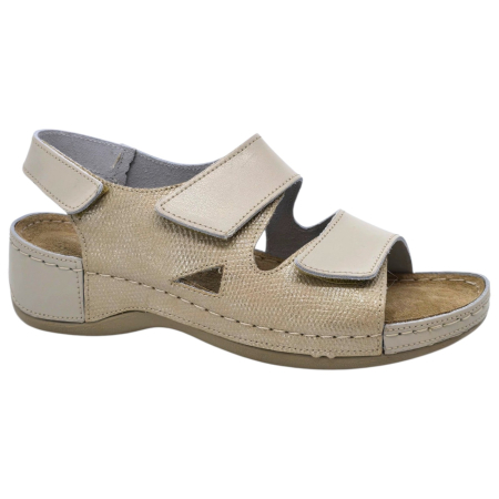 Încălțăminte cu talpă ortopedică - Sandale Doss 338 bej cu auriu - dama