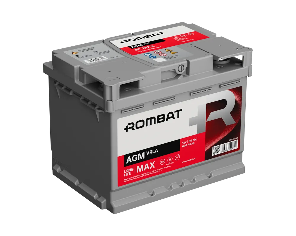 Sistem Start-Stop - Baterie auto Rombat AGM 60Ah 680A (Dreapta +)