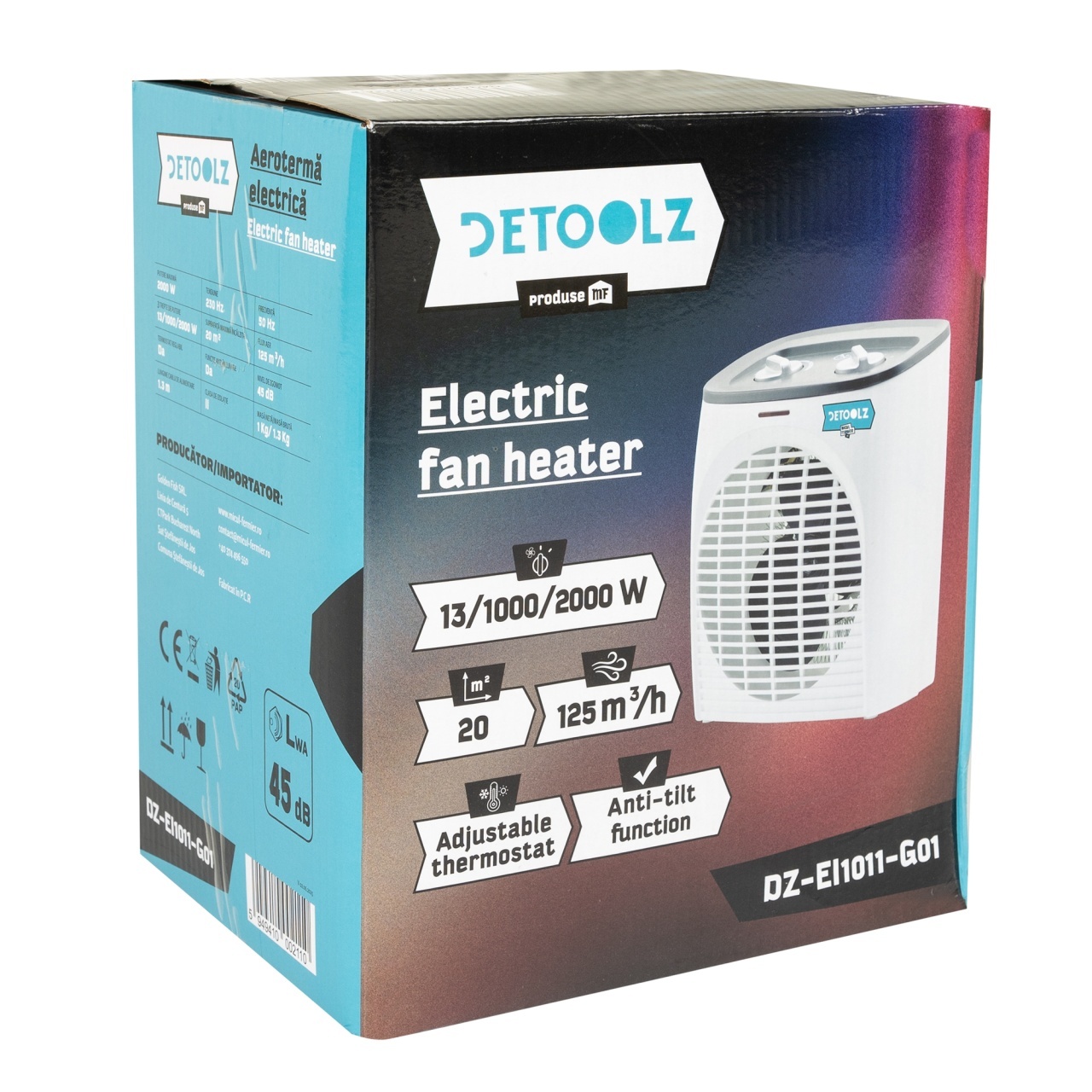 Aeroterma electrica Detoolz 1000/2000W, carcasa plastic [4]