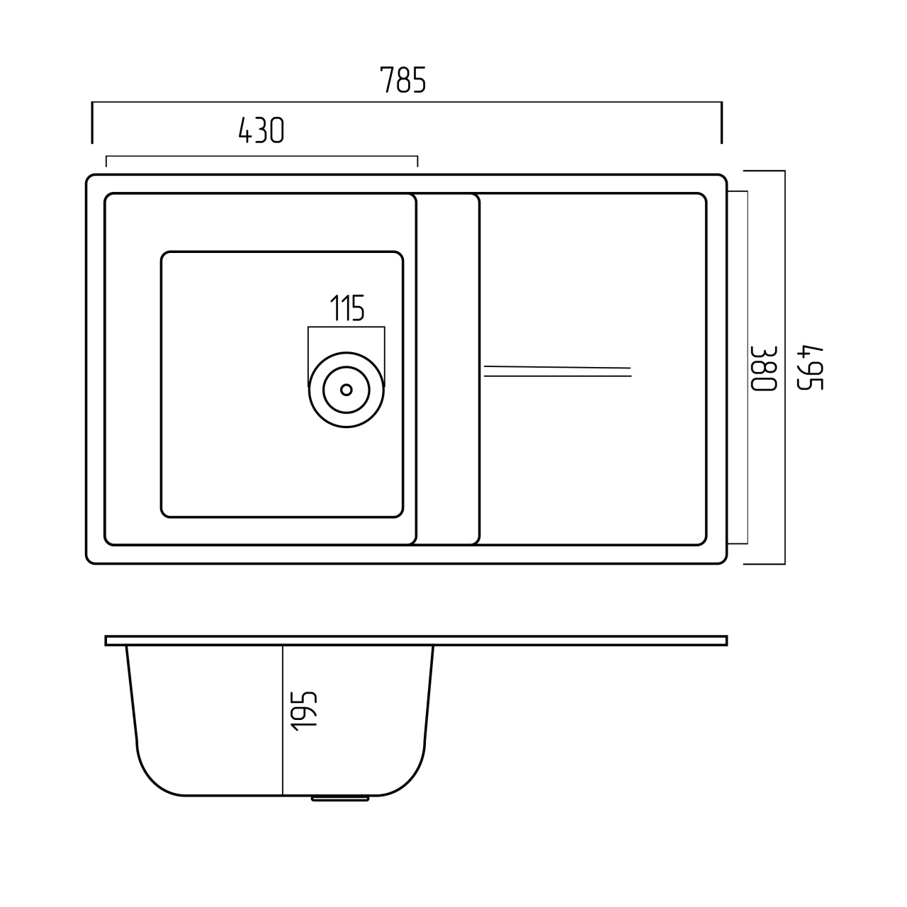 Chiuvetă din compozit de granit pentru bucătărie SAFARI BEJ ELEFANT PREMIUM 7850 SELENA [6]
