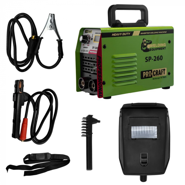 Invertor Sudura Procraft SP 260 Heavy Duty, Masca automata cu cristale lichide, 260A, Diametru electrod 1.5-4.0mm [7]