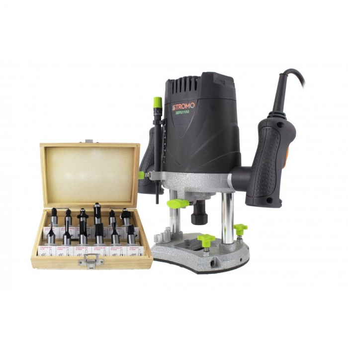 Masina frezat electrica STROMO SER2100, router lemn, 1200W, 30000 rpm + set accesorii [4]