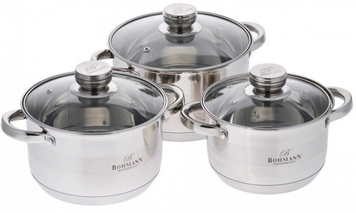 Set oale inox, 6 piese, Bohmann BH06-275, Capacitate 2.6L, 3.6L, 4.5L