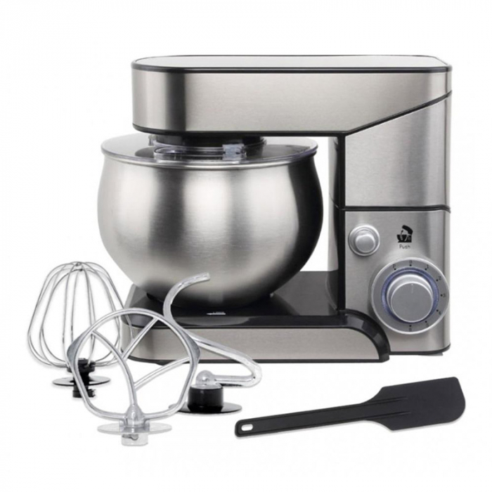 Mixer cu bol inox Voltz V51115F, 1600W, 6 viteze, Bol inox 5L, Tel/Carlig/Paleta/Spatula, Argintiu [2]
