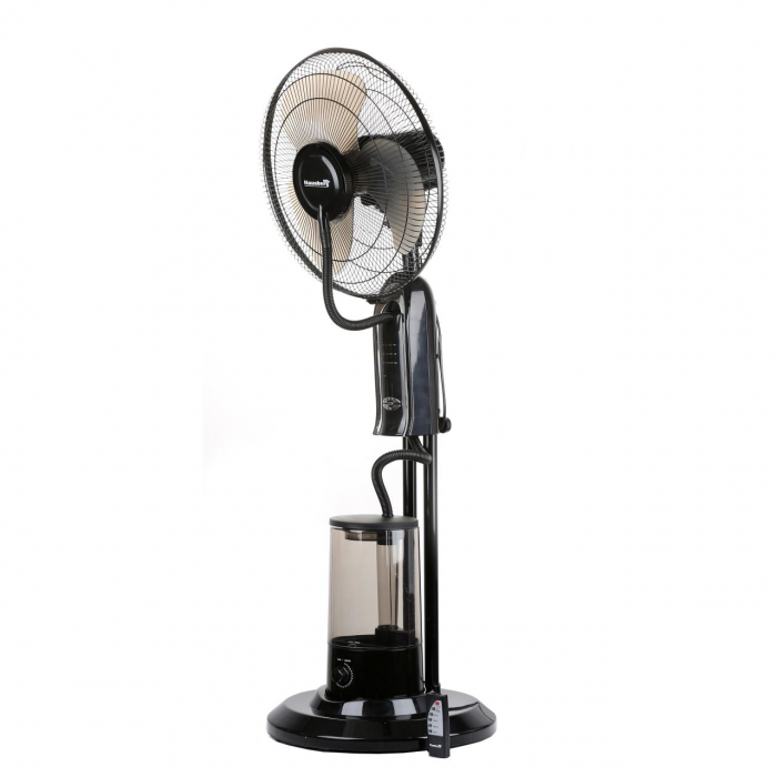 Ventilator Hausberg HB5600NG, 90W, Pulverizare apa/ Umidificare, 300 ml/h, 3 viteze, Timmer, Telecomanda, Negru [2]