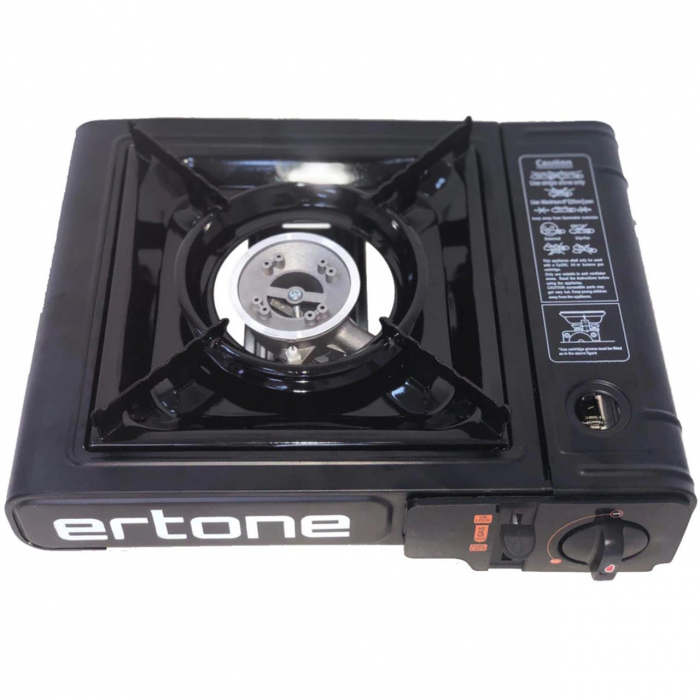Aragaz portabil camping Ertone MN231NG, 2.2 kW, Aprindere piezo, Pentru butelie spary, Negru [2]