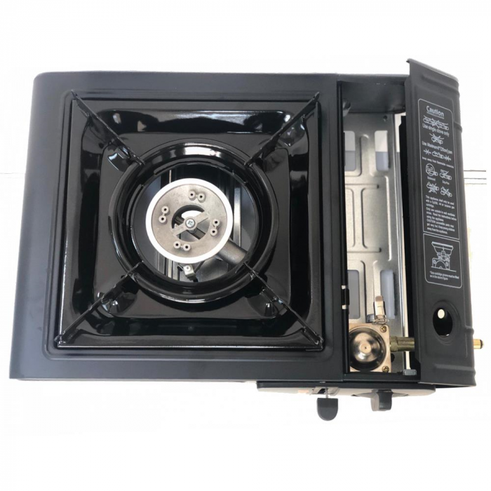 Aragaz portabil 2in1 camping Ertone MN232, 2.2 kW, Aprindere piezo, Pentru butelie spray/standard, Negru [3]