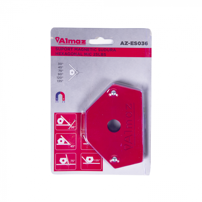 Suport magnetic sudura Almaz AZ-ES036, Hexagonal-Mic, 25lbs, Rosu [3]