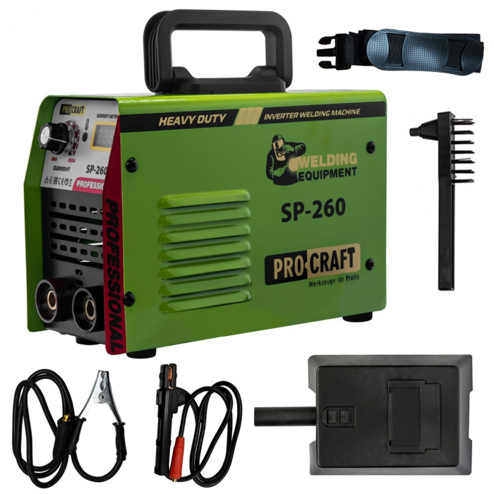 Invertor Sudura Procraft SP 260 Heavy Duty, Masca automata cu cristale lichide, 260A, Diametru electrod 1.5-4.0mm [2]