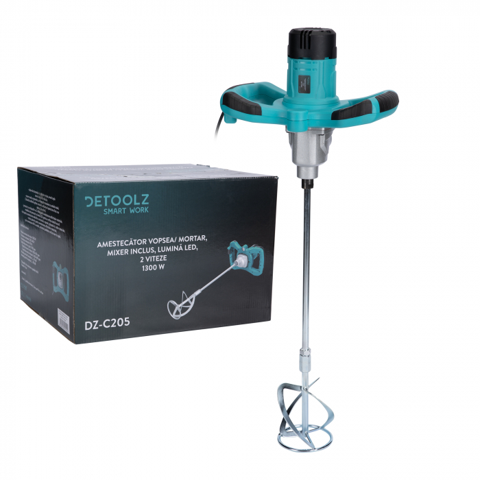 Amestecator de tip mixer Detoolz DZ-C205, vopsea/mortar/ glet, 1300W, PaletaØ120mm, 2 viteze [8]