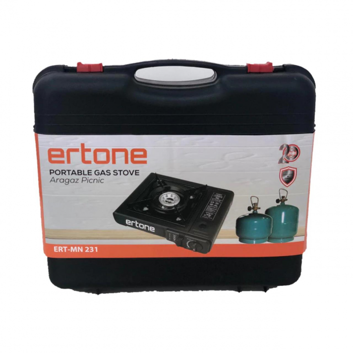 Aragaz portabil camping Ertone MN231NG, 2.2 kW, Aprindere piezo, Pentru butelie spary, Negru [4]