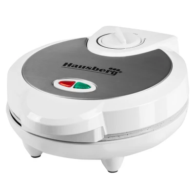 Aparat waffe Hausberg HB-3562, 4 compartimente, 1100-1300W, Inox, Alb [2]