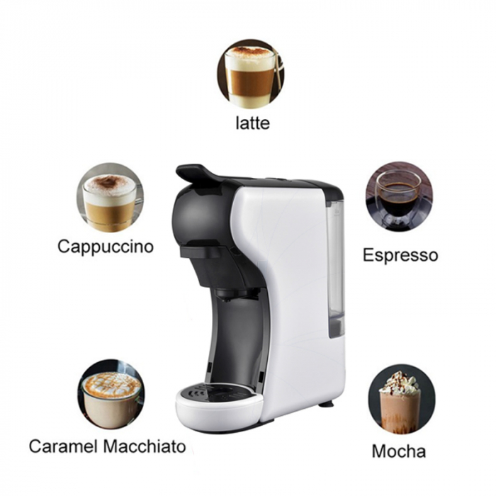 Espressor electric 3 in 1 cafea Zephyr ZP1171K, 1450W, 19bar, Capacitate rezervor 0.6L, Alb/Negru [3]