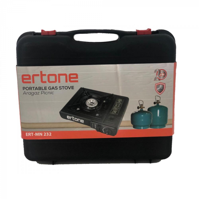 Aragaz portabil 2in1 camping Ertone MN232, 2.2 kW, Aprindere piezo, Pentru butelie spray/standard, Negru [4]