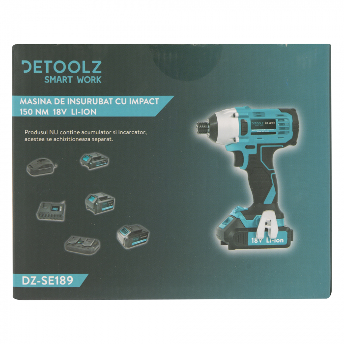 Masina de insurubat cu impact Detoolz DZ-SE189, 150Nm, 18V Li-ion, pe acumulator (fara acumulator si incarcator incluse) [9]
