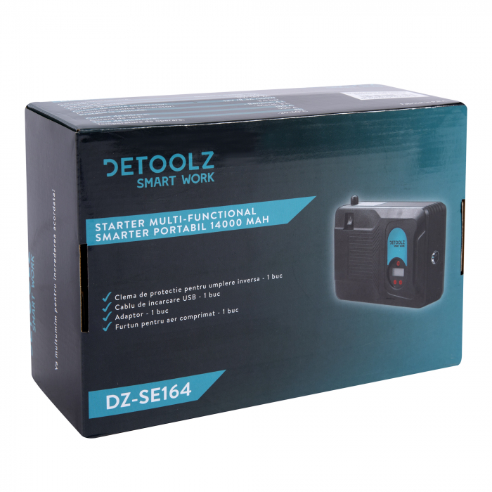 Starter Auto multi-functional smarter Detoolz DZ-SE164, portabil, 14000mA, 550A [11]