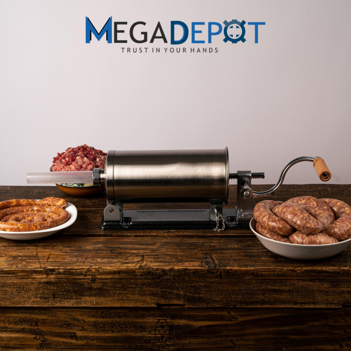 Aparat de facut carnati, Orizontal, Inox, Capacitate 4 kg, 5 Palnii Incluse, sistem anti bule [9]