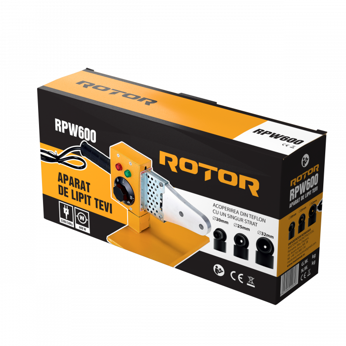 Aparat de lipit tevi Rotor RPW600, 600W, Dimensiune bacuri 20-25-32mm [9]
