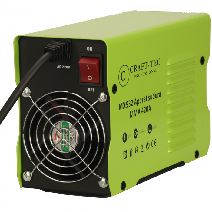 Aparat de sudura tip invertor Craft-Tec MMA420A, 420Ah, protectie supraincalzire, cooler de racire [3]