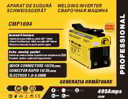 Aparat de sudura tip invertor Ural Altai by Campion,  MMA 495, Cablu 3m, Afisaj digital, Next Generation, Ventilator de racire, Anti-Lipire [3]