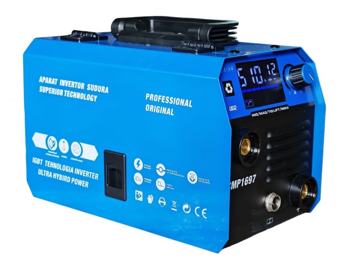 Aparat de sudura Ural MIG MMA LIFT TIG, 495A, Afisaj digital, Accesorii incluse, Albastru