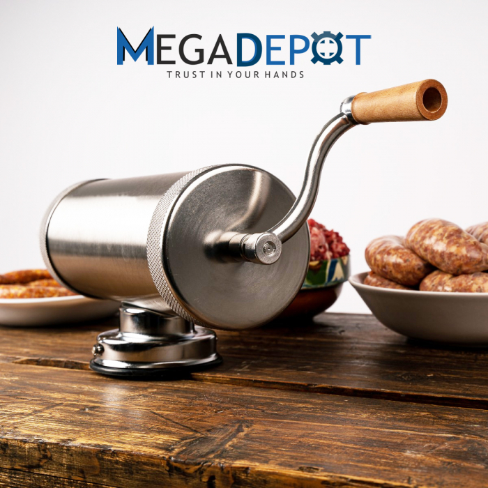 Aparat de umplut carnati, Orizontal, Inox, Capacitate 3 kg, 3 Palnii Incluse [9]