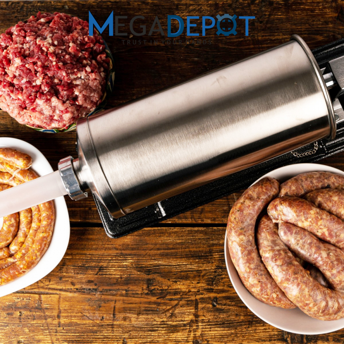 Aparat de umplut carnati, Orizontal, Inox, Capacitate 5.5kg, 5 Palnii Incluse, sistem anti-bule [11]