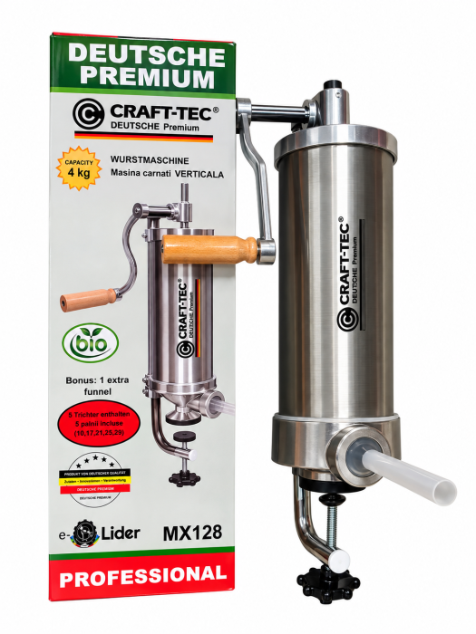 Aparat de umplut carnati vertical 4Kg Craft-Tec, 5 palnii incluse [2]