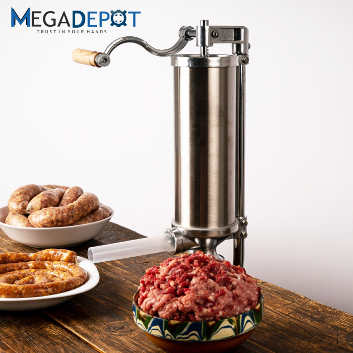 Aparat de umplut carnati, Vertical, Inox, Capacitate 3 kg, 5 Palnii Incluse, sistem anti bule [5]