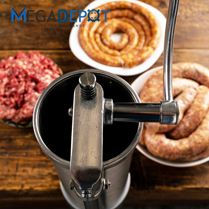 Aparat de umplut carnati, vertical, inox, capacitate 4 kg, 5 palnii incluse, sistem anti bule [8]
