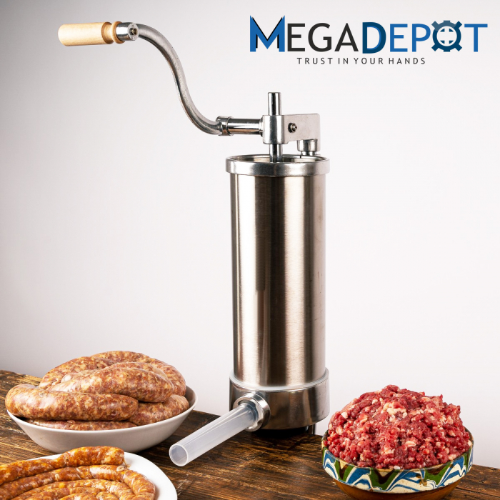 Aparat de umplut carnati, vertical, inox, capacitate 4 kg, 5 palnii incluse, sistem anti bule [7]