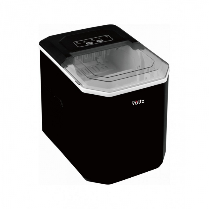 Aparat gheata Oliver Voltz, 100-120W, 12kg zi, Rezervor apa 1.3L, 9 cuburi serie, Racire R600a, Negru