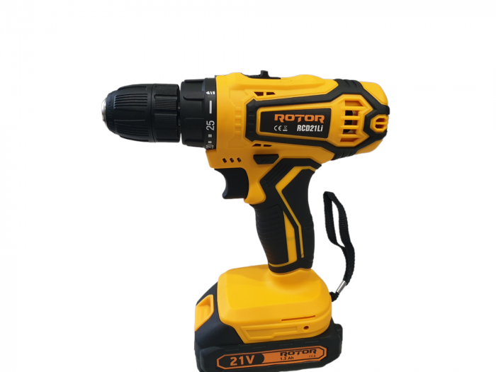 Autofiletanta cu 2 acumulatori Rotor RCD21LI, 21V, 1.3Ah, 1380RPM, Cuplu maxim 32NM [4]