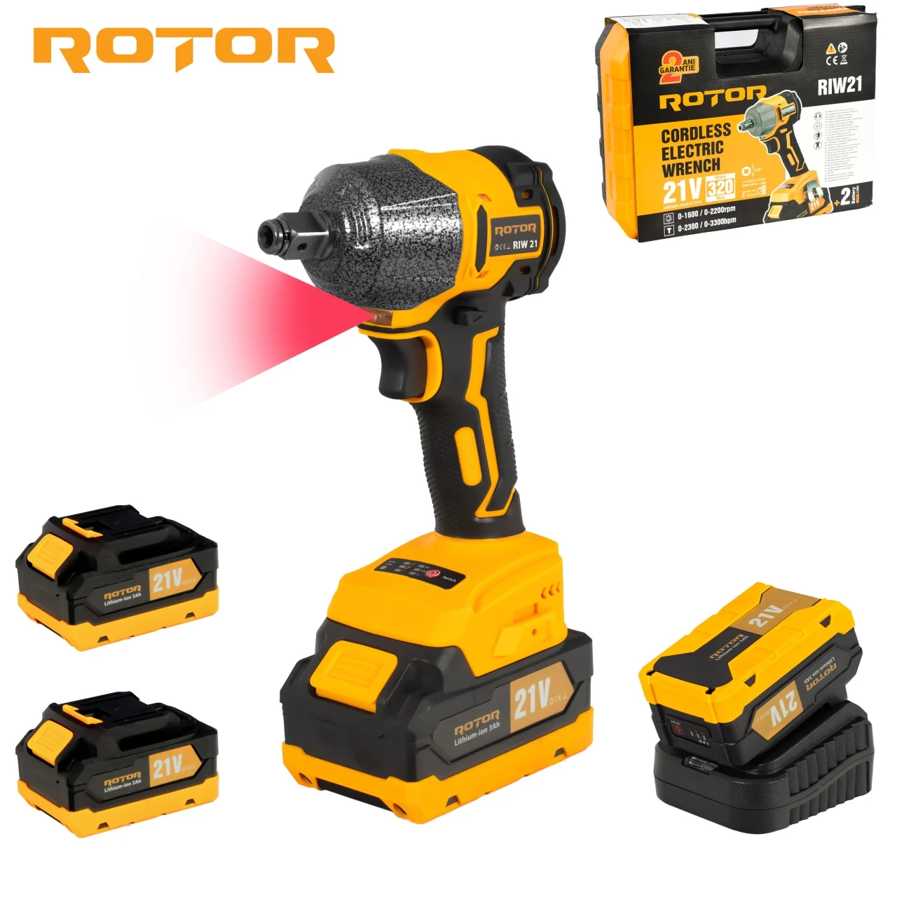 Autofiletanta cu impact, pe acumulator Rotor, 21V/3Ah, Cuplu 320Nm, 1600-2200RPM, 2300-3300BPM [4]